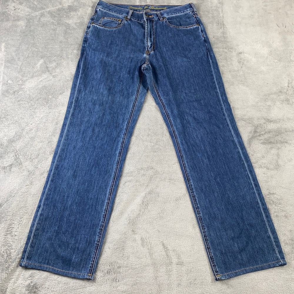 Tommy Bahama Jeans Mens 34x32 Blue Classic Fit Straight Leg Cotton Tencel Preppy